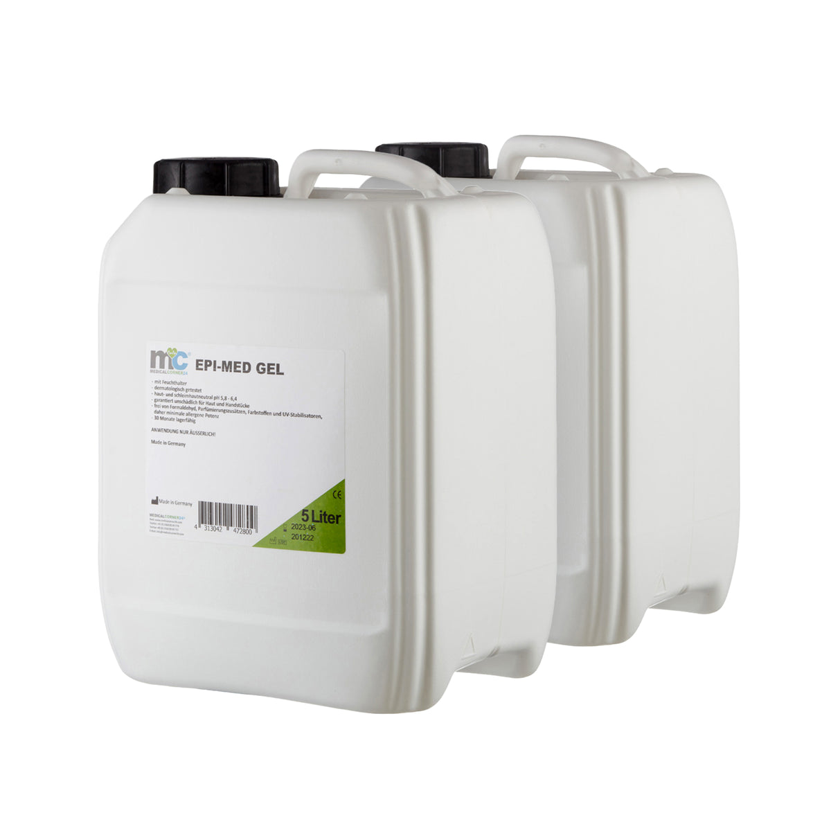 Zwei Kanister IPL-Kontaktgel, weiß, schwarzer Deckel, 5 Liter