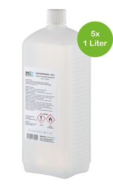 Isopropanol 70% Flasche, 1-Liter (5er-Pack) mit Sicherheitskennzeichnung, weißer Plastikbehälter