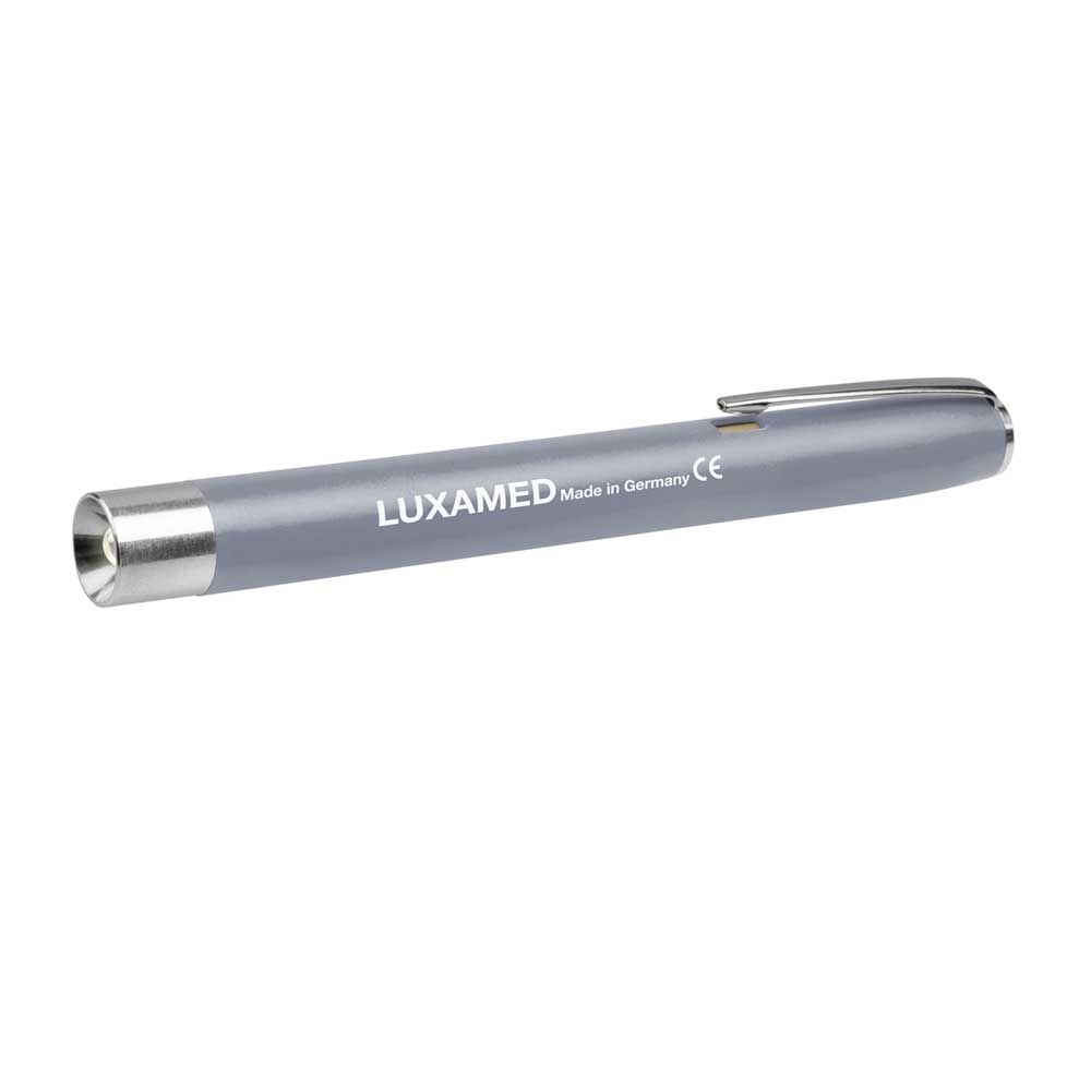LED-Diagnostikleuchte in Grau mit Metallspitze und Clip, zylindrisches ABS-Gehäuse