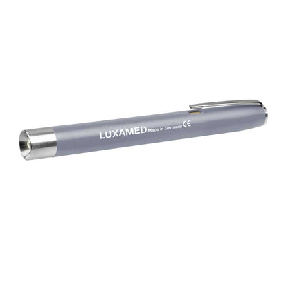 LED-Diagnostikleuchte in Grau mit Metallspitze und Clip, zylindrisches ABS-Gehäuse