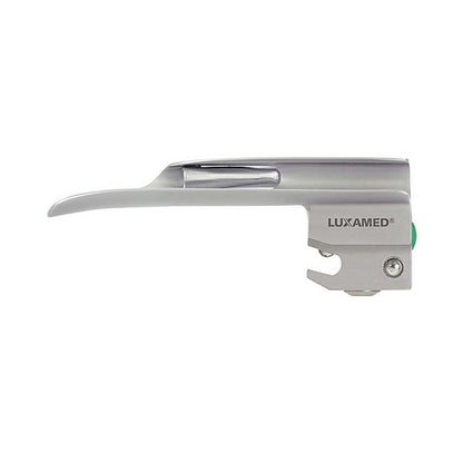 LUXAMED Lichtleiter-Spatel, auswechselbar; silbernes Gehäuse mit schmaler Lichtleiter-Öffnung