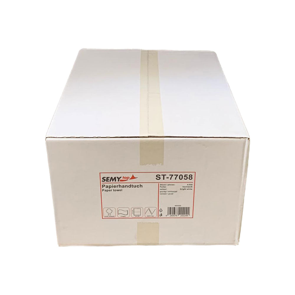 Verpackte Papierhandtücher Karton mit Aufdruck und Artikelnummer ST-77058