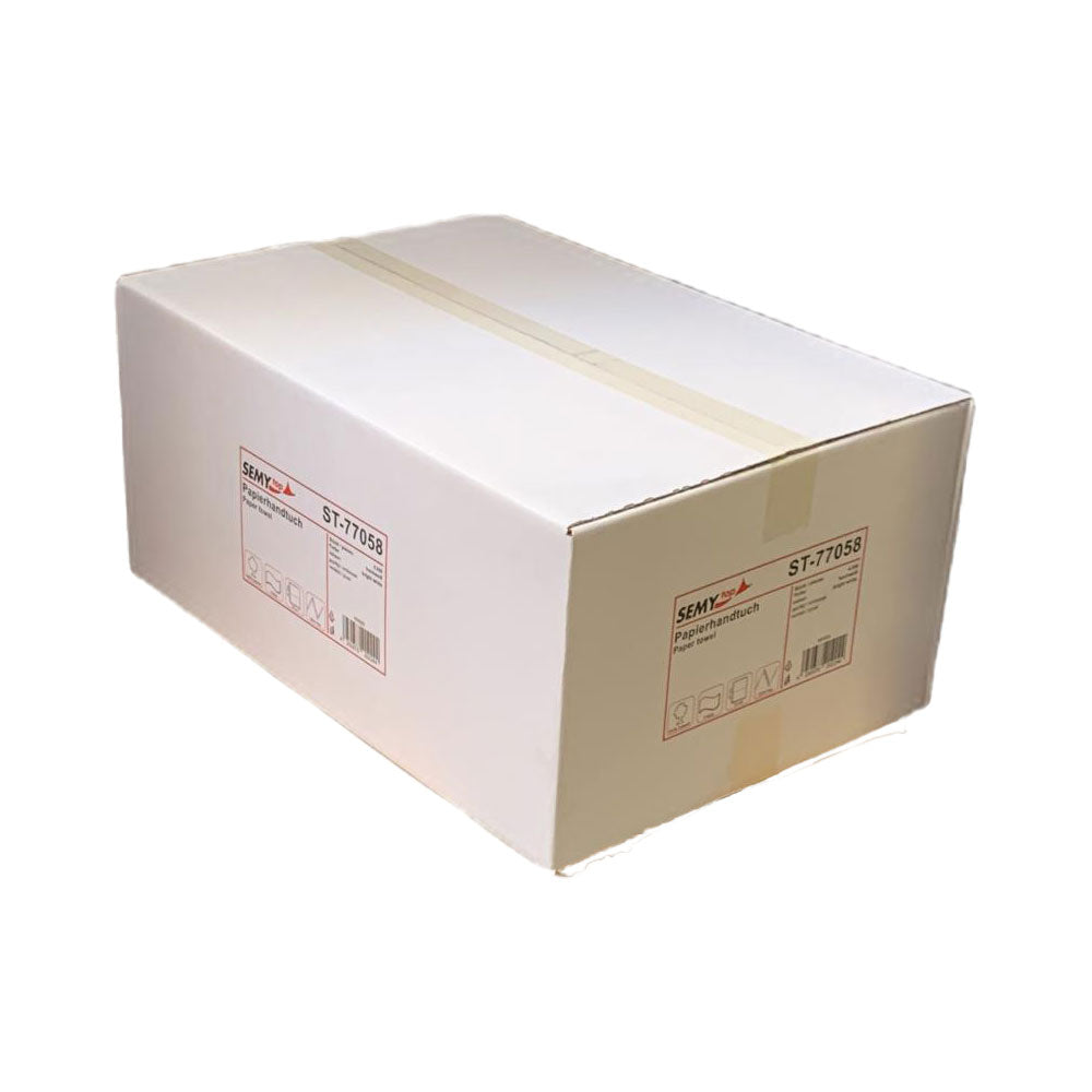 Karton-Paket Papierhandtücher, rechteckig, weiß mit Klebestreifen