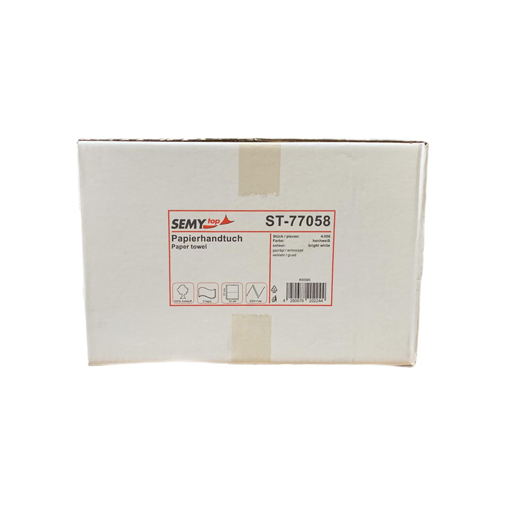 Karton mit Papierhandtuch-Produktetikett SEMY top ST-77058