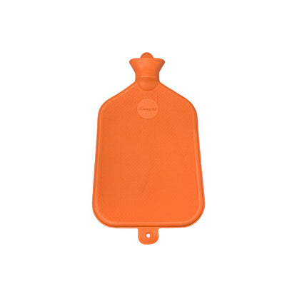 Glatte Gummi-Wärmflasche in Orange, mit Verschlusszapfen unten