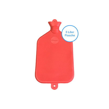 Gummi-Wärmflasche von Sänger, rot, glatt, mit 3‑Liter-Angabe