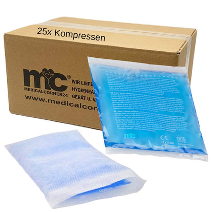 Verpackung mit mc Kalt-Warm-Kompressen: hellblaue Vlieshüllen, 25er Set