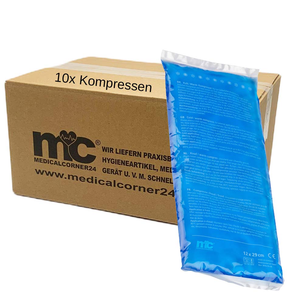 Kalt-/Warm-Gelkompressen 12×29 cm, 10 Stk., blaue Gelpackung im Karton