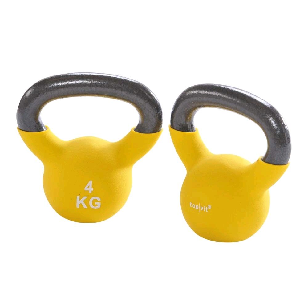 Neopren-Kugelhantel 4 kg, gelb, mit schwarzem Griff, topvit®