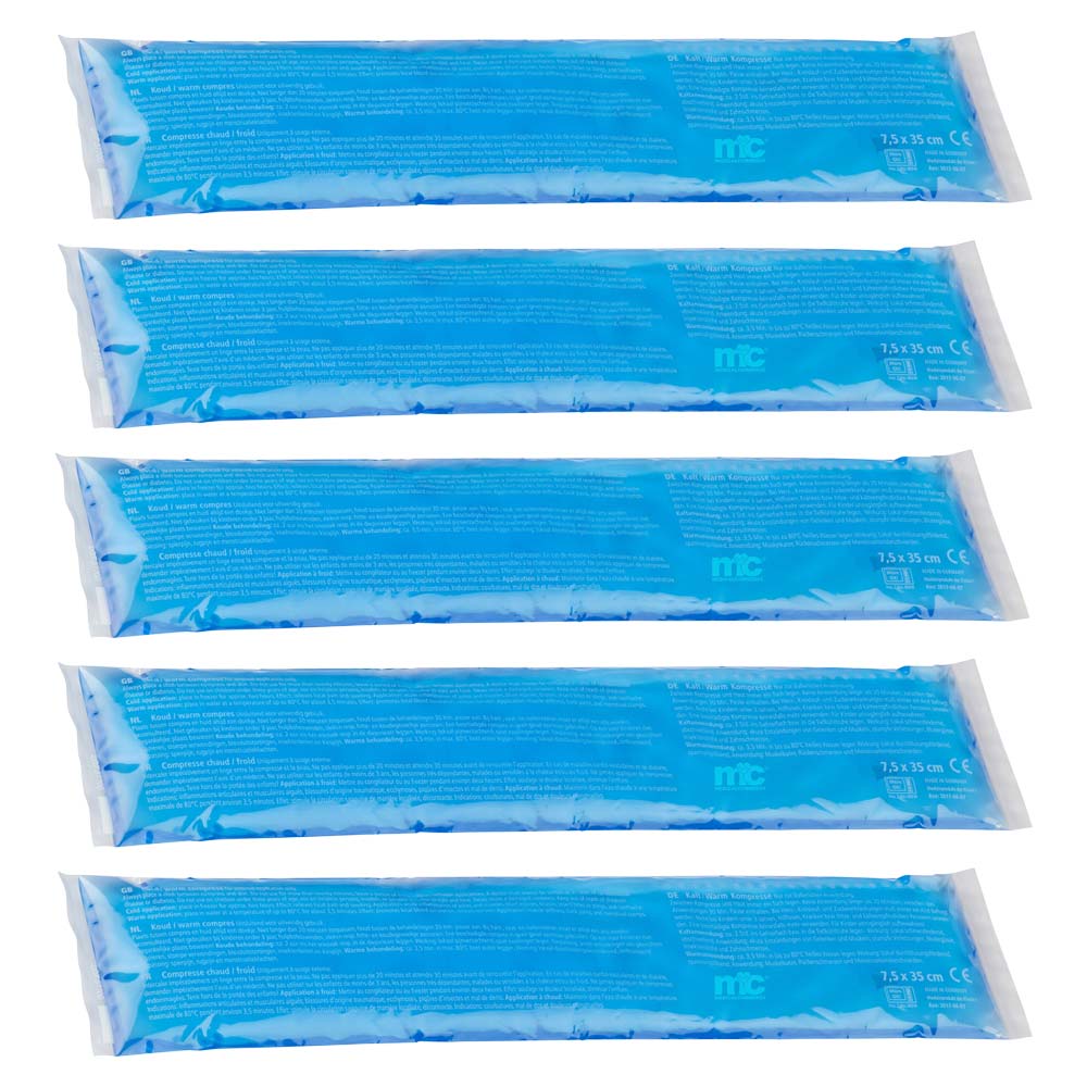 Kalt-Warm-Gelkompressen blau, mikrowellengeeignet, 5er-Set, 7,5×35 cm