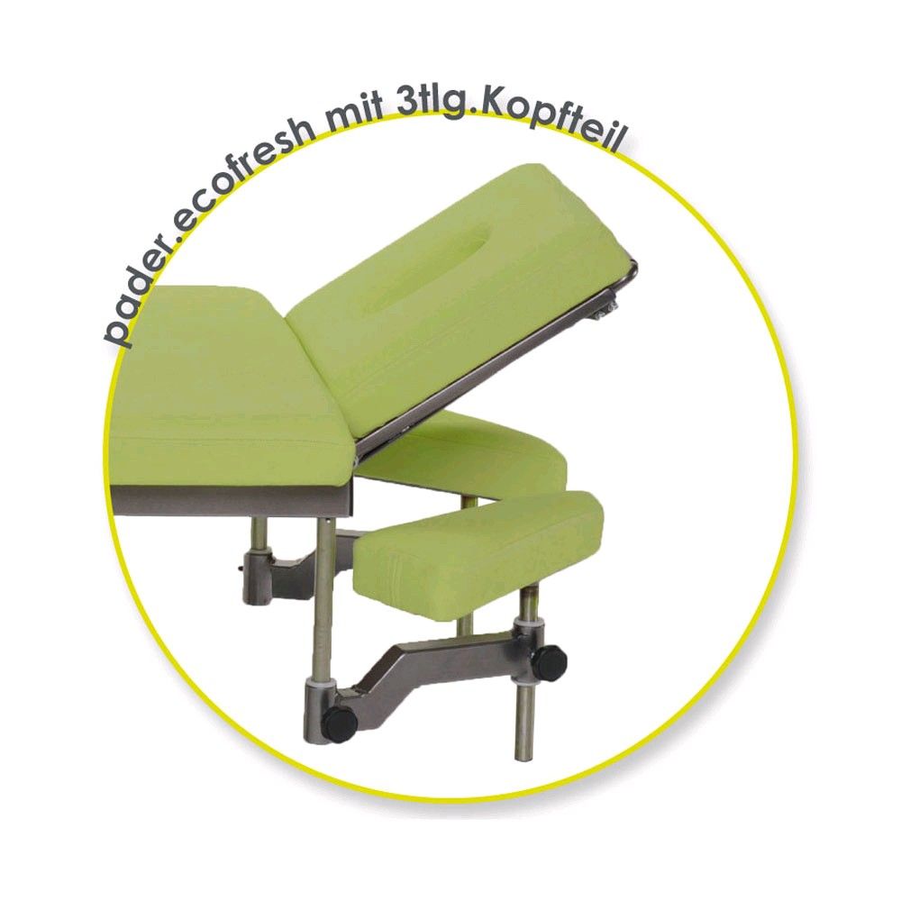 Gepolstertes Kopfteil (3-teilig) in Lindgrün mit Armauflagen und Standfüßen