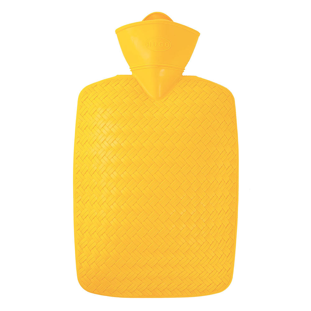 Wärmflasche 1,8 l mit Flechtoptik, orangengelb, mit Einfüllstutzen