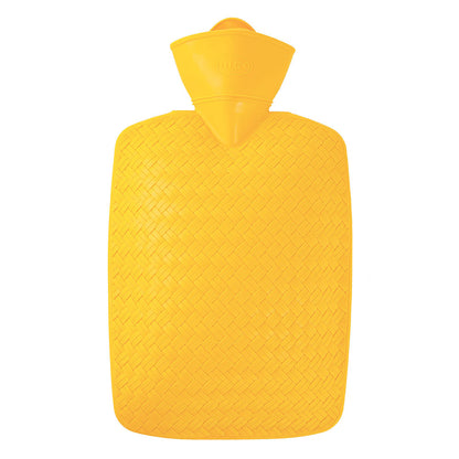 Wärmflasche 1,8 l mit Flechtoptik, orangengelb, mit Einfüllstutzen
