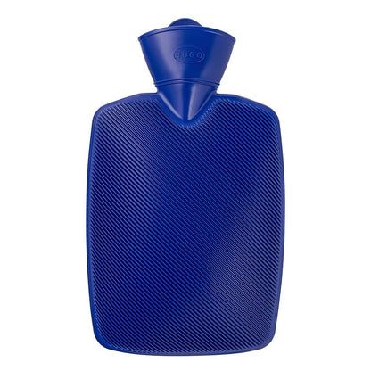 Blaue Wärmflasche mit Halblamelle und Einfüllstutzen