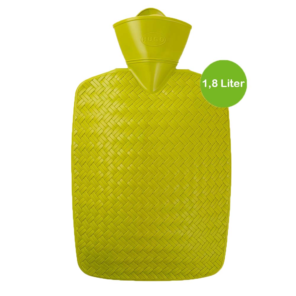 Wärmflasche 1,8 l mit Flechtoptik, limonengelb