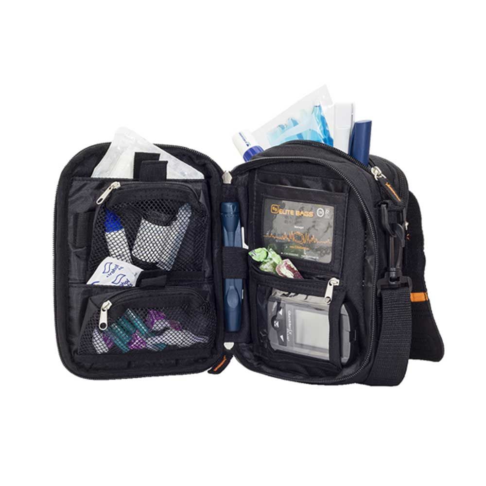Thermotasche geöffnet: schwarze Innentaschen und mehrere Fächer für Kühl-/Thermo-Elemente