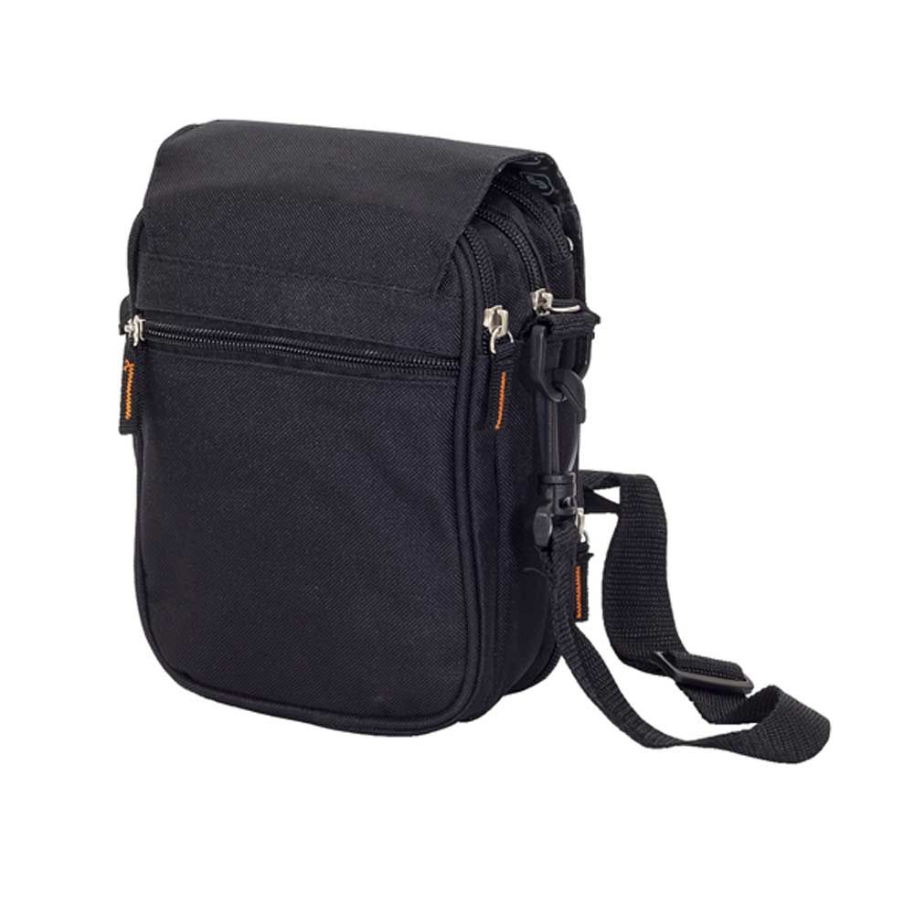 Thermotasche mit Schultergurt, kompakte schwarze Tasche mit Reißverschluss und Frontfach