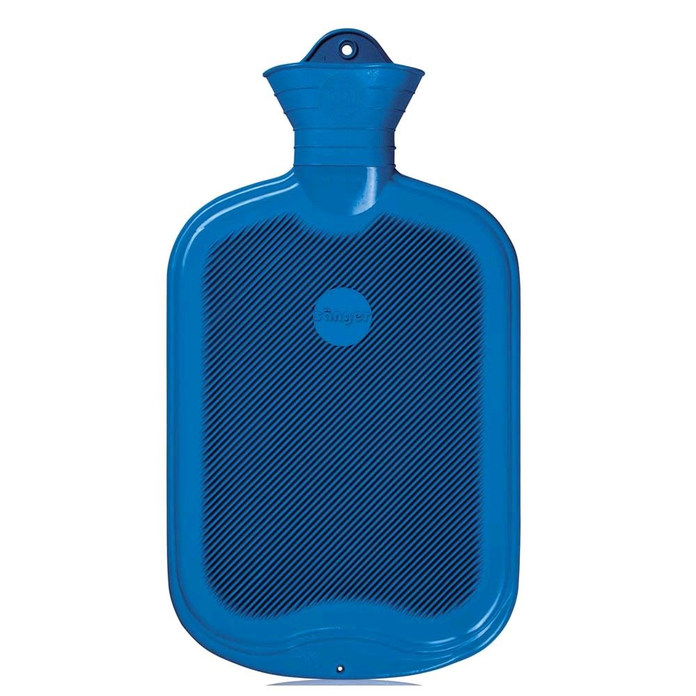 Gummi-Wärmflasche mit Lamellen, 2 l, blau
