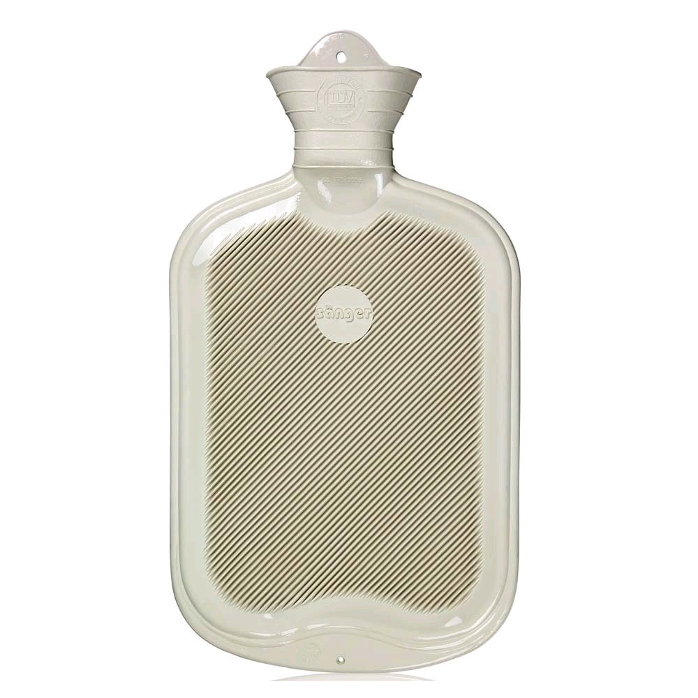 Gummi-Wärmflasche mit Lamellen, 2 l, weiß/grau