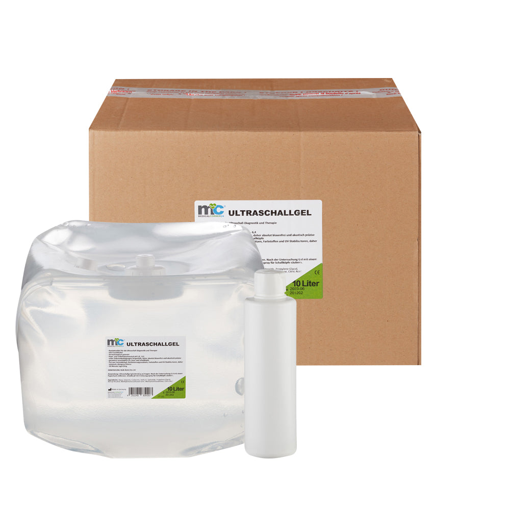 Ultraschallgel, 10 Liter: Kanister mit kleiner Flasche und Versandbox