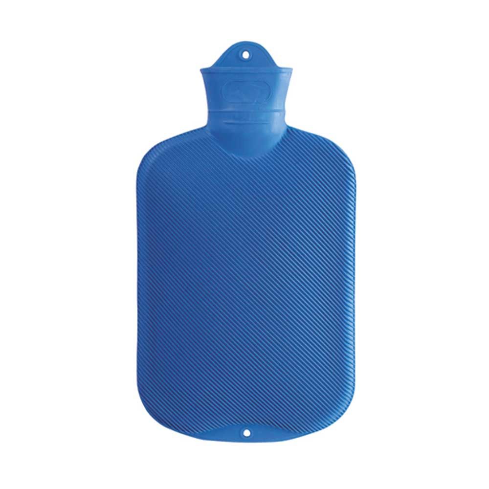 Wärmflasche mit Verschluss, gerippt, blau