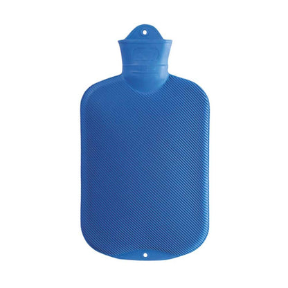 Wärmflasche mit Verschluss, gerippt, blau