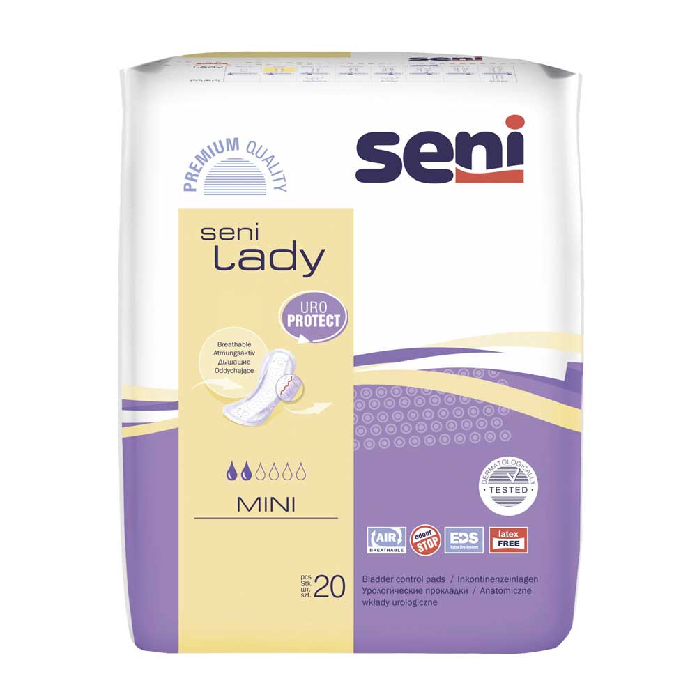 Seni Lady Inkontinenzeinlagen MINI, atmungsaktiv, in blauer Packung