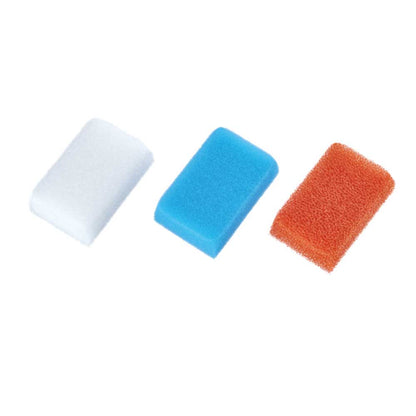Schülke Wundauflagen-Set: weißer, blauer und orangefarbener Wundschwamm
