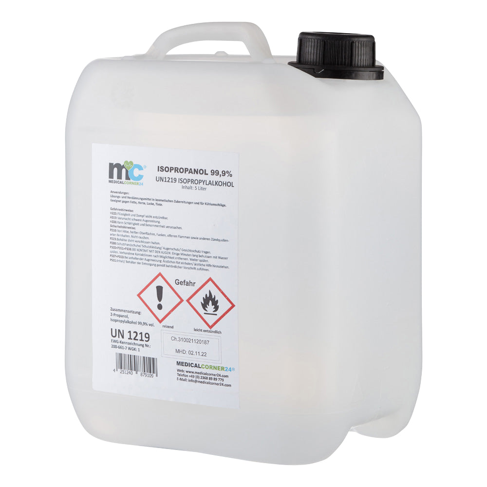 Isopropanol 99,9 % Reinigungsalkohol im Kunststoffkanister mit Deckel und Label