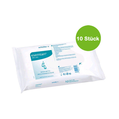 esemtan Waschhandschuhe, gebrauchsfertig, weiße Tuchschuhe, Pack mit 10 Stück
