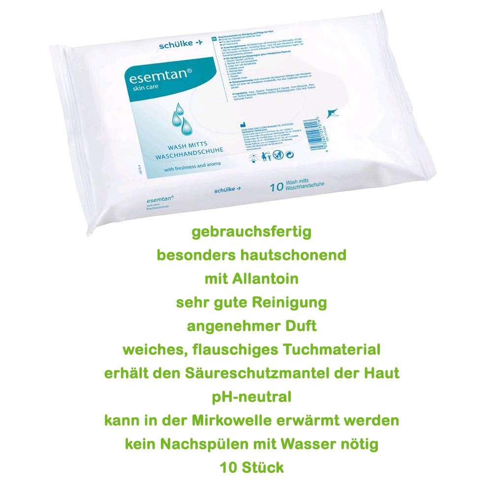 esemtan Waschhandschuhe, gebrauchsfertig, weiße Tuchschuhe-Packung mit 10 Stück