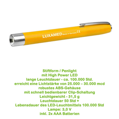 LED-Diagnostikleuchte in Gelb mit Metallspitze und Clip, zylindrisches ABS-Gehäuse