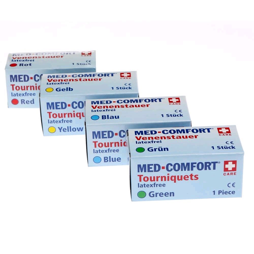 Med-Comfort Venenstauer mit Kunststoff-Schnalle in verschiedenen Farben, einzeln verpackt