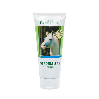 Asam Kräuterhof® Pferdebalsam kühlend, weiße Tube mit Pferdemotiv