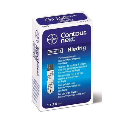 Bayer CONTOUR next Kontrolllösung Niedrig, 1×2,5 ml in Kartonpackung