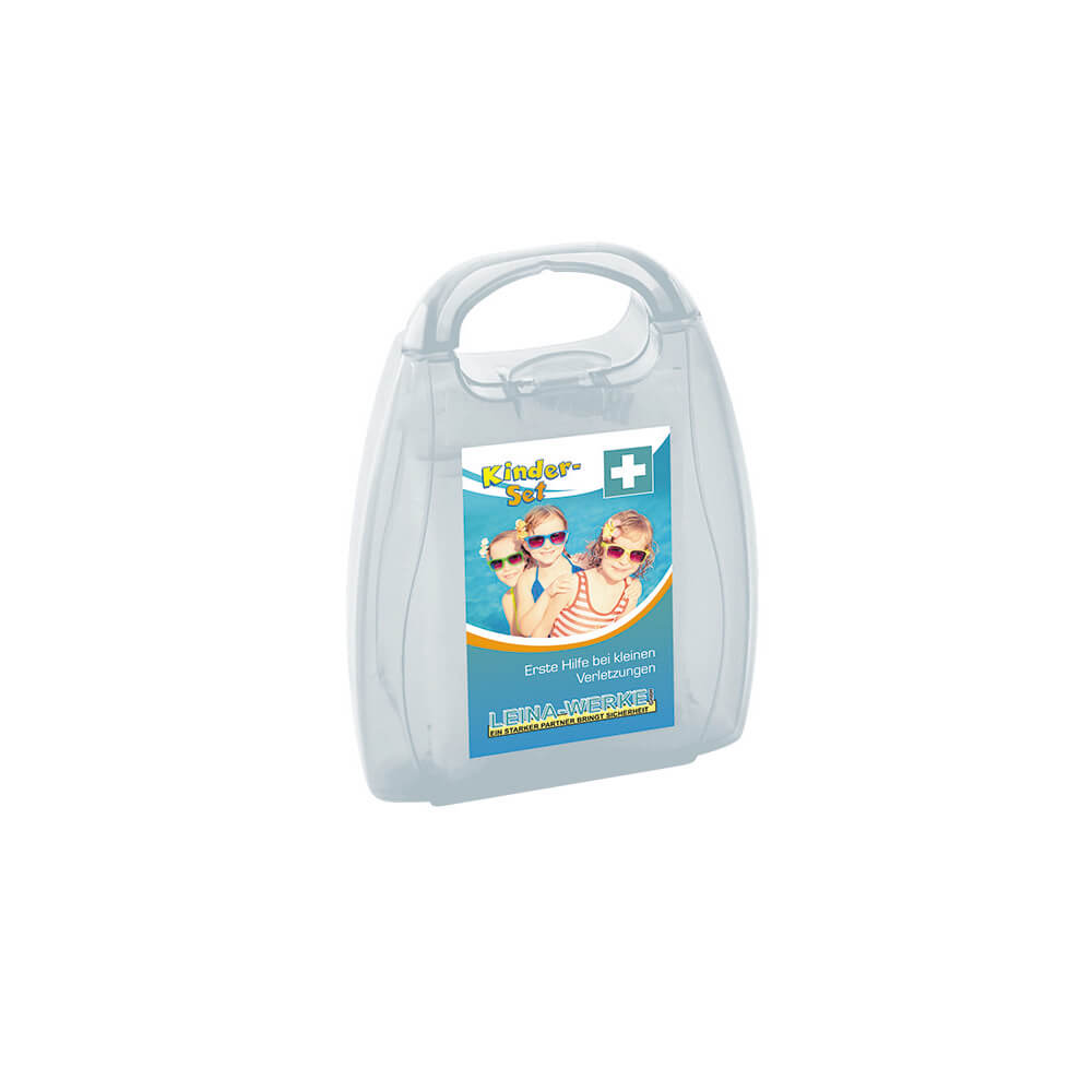 Erste-Hilfe-Box Kinder-Set in hellgrau mit Tragegriff