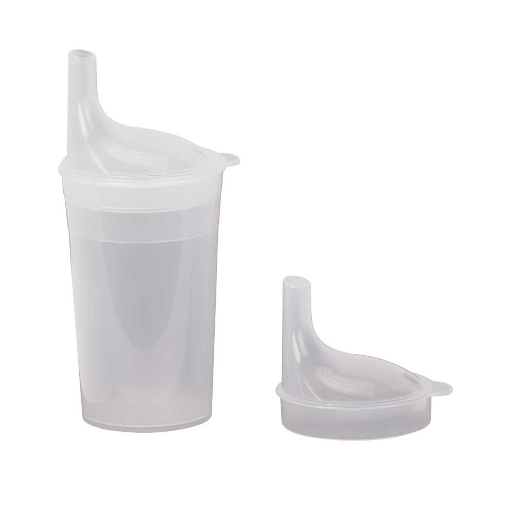 Transparenter Trinkbecher 250 ml mit langem Mundstück und Ausgießer