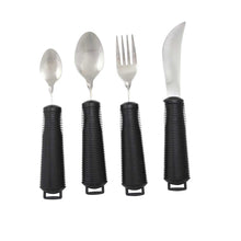 Behrend Flex-Besteck mit schwarzen Gummi-Griffen, rutschfest, verschiedene Formen