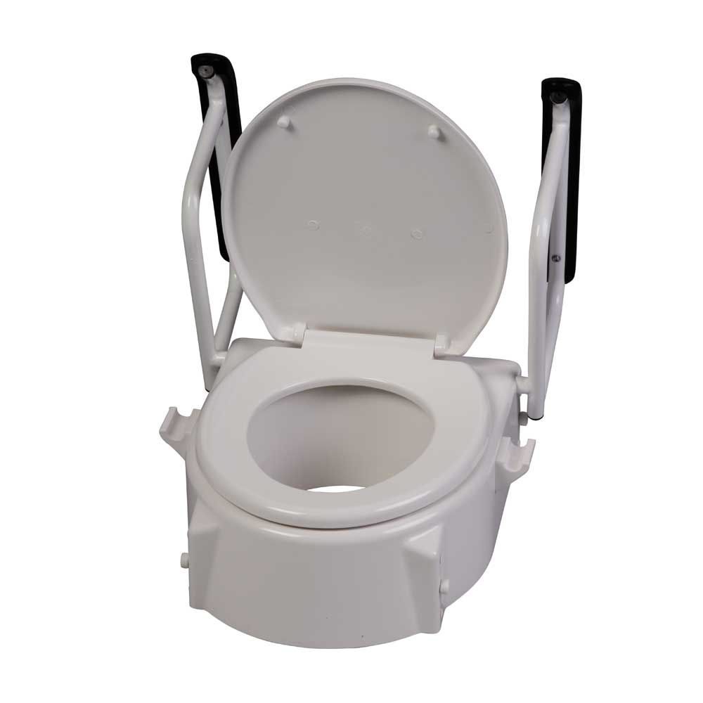Behrend Toilettensitzerhöhung mit Armlehnen, höhenverstellbar, weiß