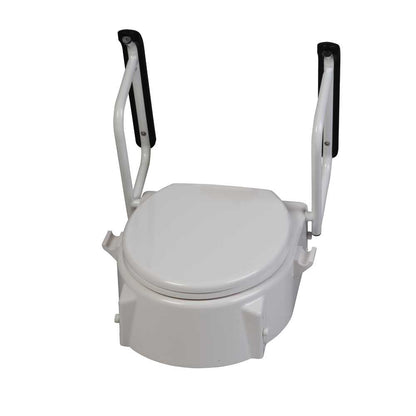 Behrend Toilettensitzerhöhung mit Toilettendeckel und seitlichen Armlehnen, weiß