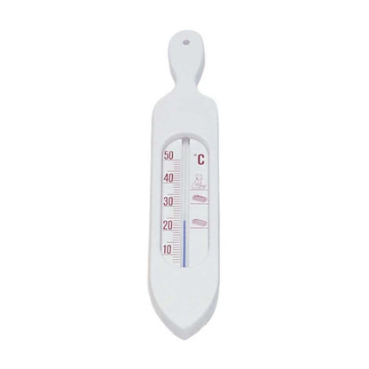 Badethermometer in Schiffchenform, weiß, mit roter °C-Skala, quecksilberfrei