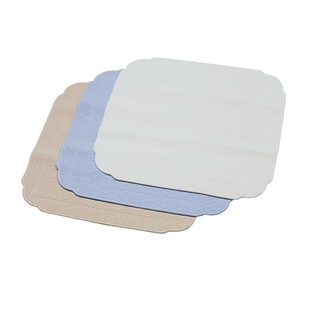 Sicherheits-Duschmatte aus TPE, latexfrei, quadratisch mit abgerundeten Ecken, beige und blau