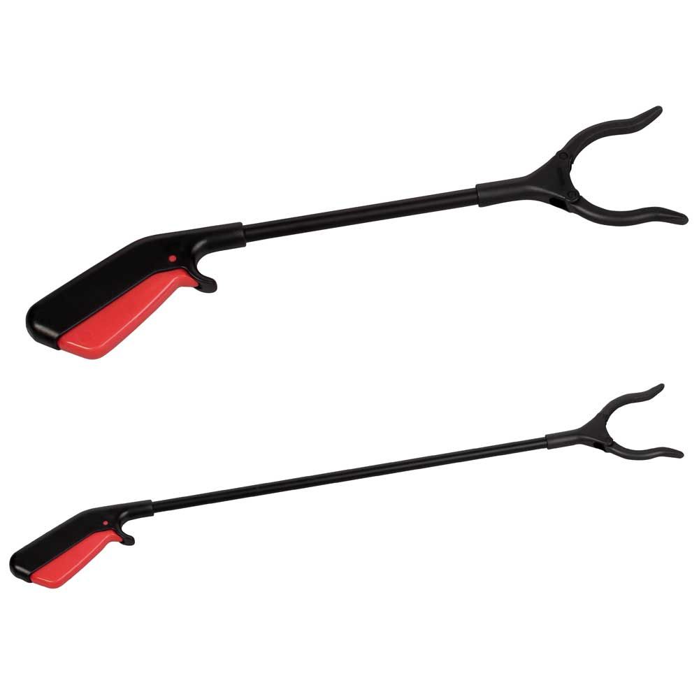 Drehbare Greifhilfe-Zange mit ergonomischen Griffen, rot gepolsterter Handauflage