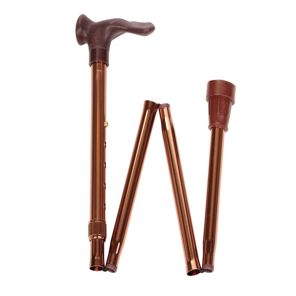 Faltstock mit anatomischem Griff, bronzefarben, Klappbeine und Handgriff