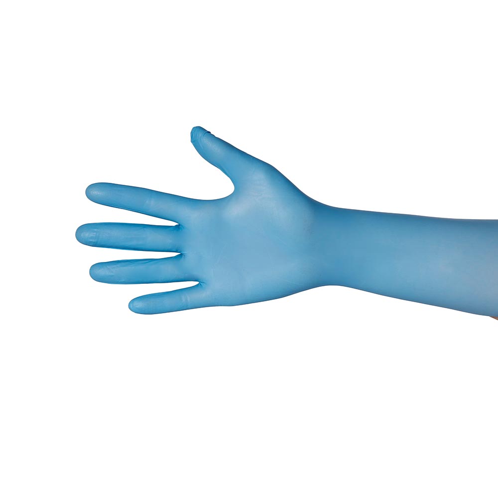 Ampri Nitril-Einweghandschuh, puderfrei, blauer Handschuh mit langem Handgelenk