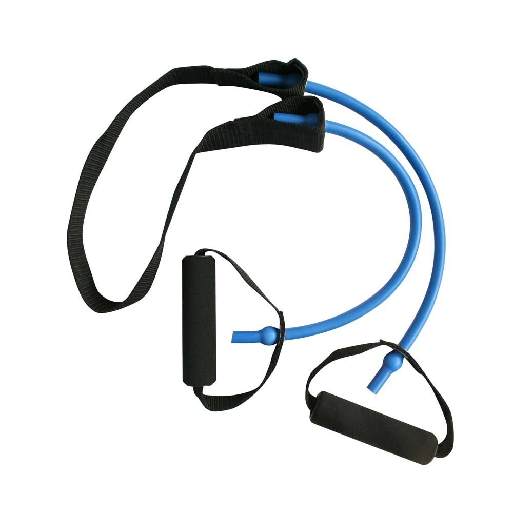 Steptube-Set von Behrend mit blauem Schlauch, schwarzen Griffen und Schultergurt