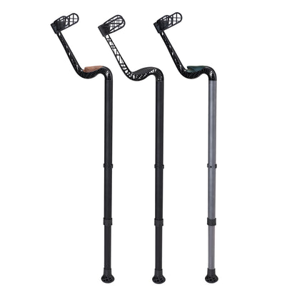 GANYMED® Unterarmgehhilfe mit Clip, schwarze Stütze und Korbgriff