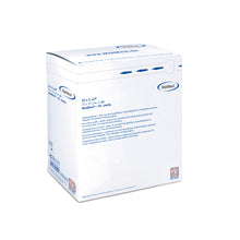 MaiMed Vlieskompressen 5×5 cm, Kartonpackung mit Produktangaben und Logo