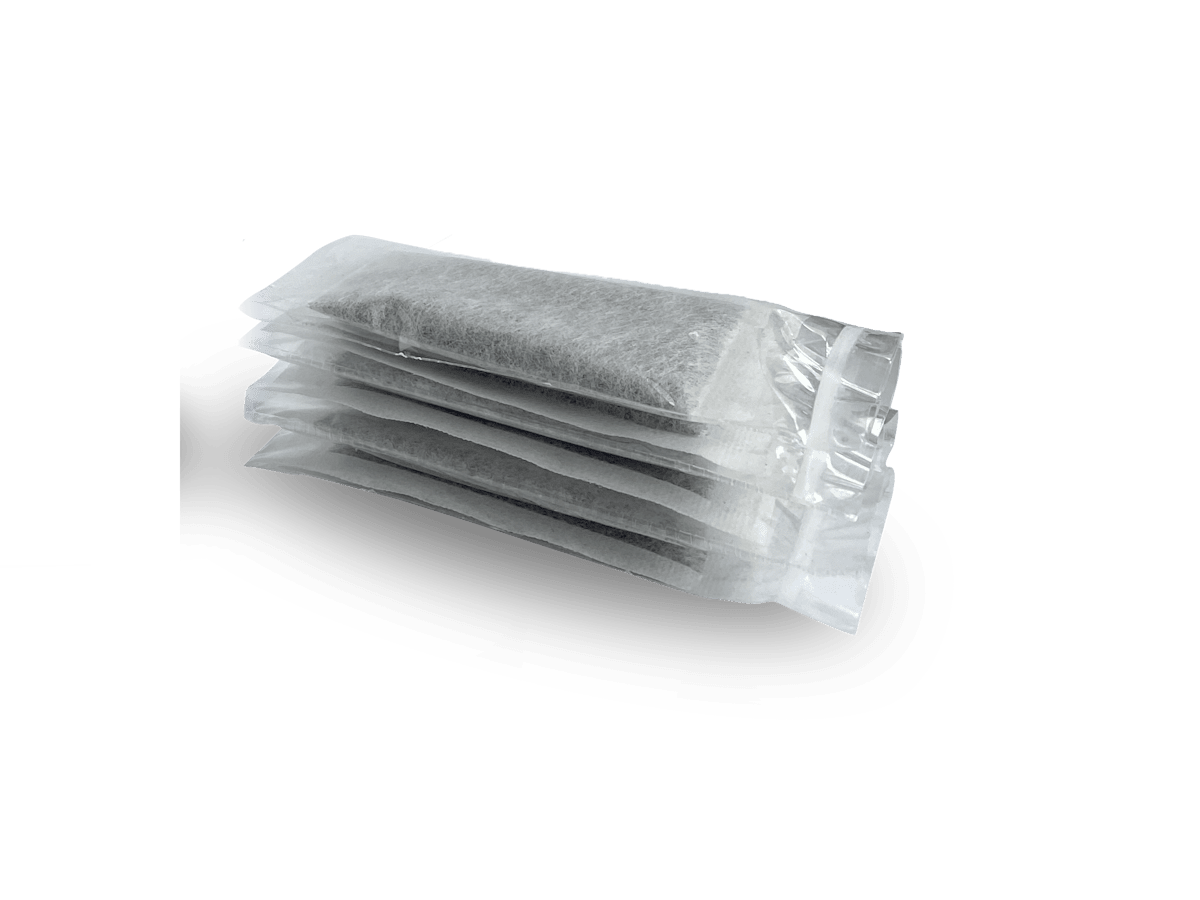 Aktivkohlefilter-Beutel, mehrere Lagen in transparenter Umverpackung
