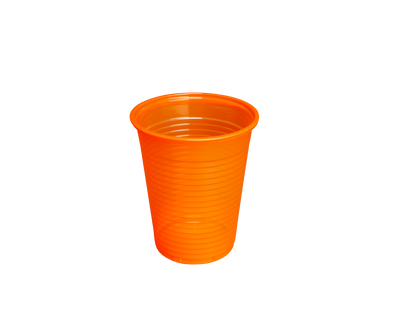 Orange Einweg-Spülbecher mit Rillen, 180 ml